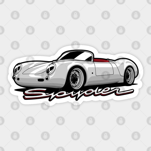 Silver Spyder 550 Vintage Car Sticker by KaroCars